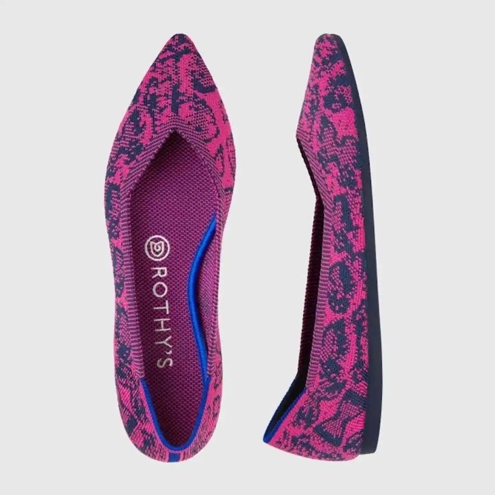 Rothy's The Point Fuchsia Navy Snake‎ Retired Size 9.5 OG Limited Edition